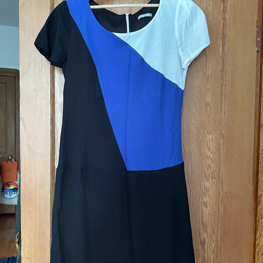 Colorblock Black, Blue, and White Dress